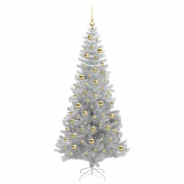vidaXL Christmas Tree with 300 LEDs with Stand Silver 210 cm PET