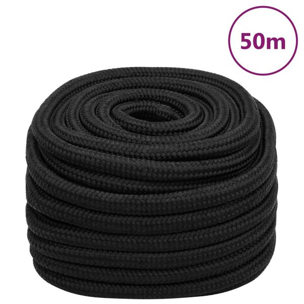 vidaXL Boat Rope Full Black 20 mm 50 m Polypropylene