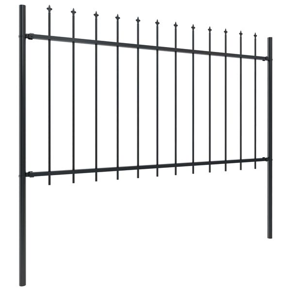 vidaXL Garden Fence with Spear Top Steel 1248x100 cm Black