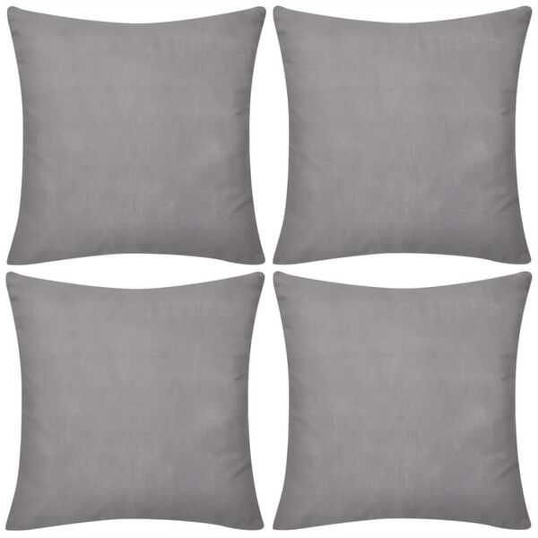 4 Grey Cushion Covers Cotton 40 x 40 cm