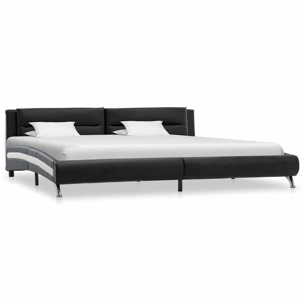 vidaXL Bed Frame with Headboard Black 160 x 200 cm Faux Leather