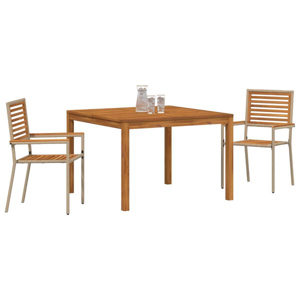 vidaXL Garden Dining Set 3 pcs Beige Poly rattan