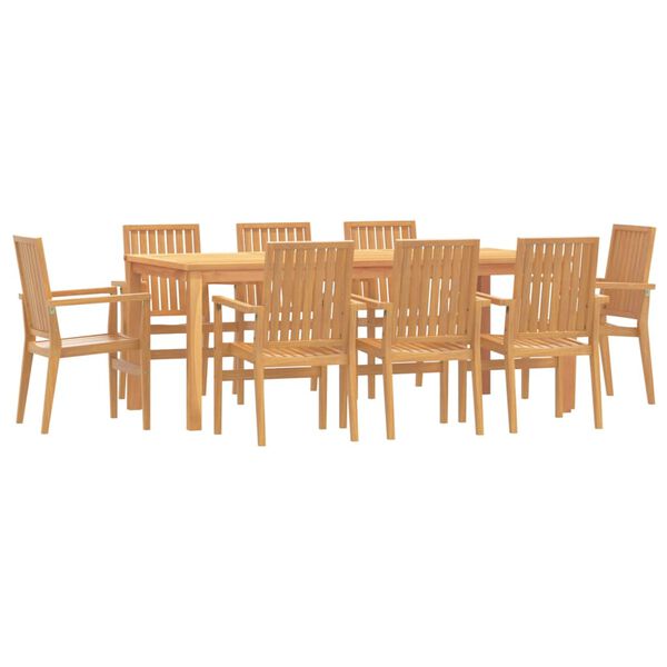 vidaXL 9 Piece Garden Dining Set Solid Wood Teak