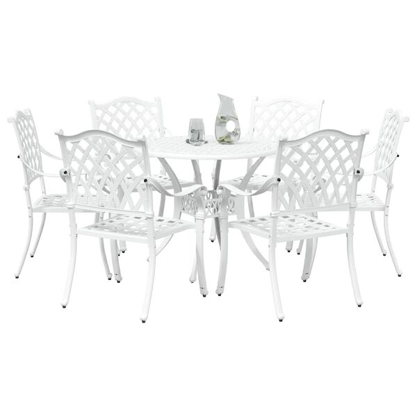 vidaXL Garden Dining Set 7 pcs White Aluminium