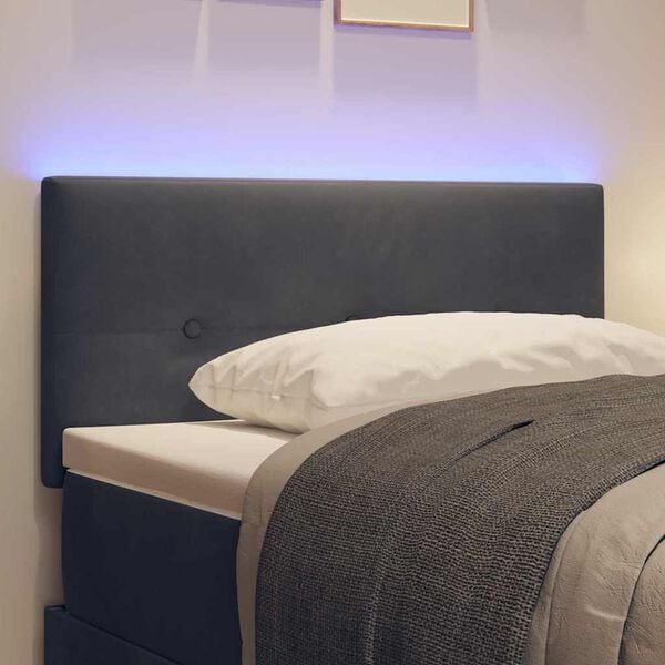vidaXL LED Headboard with LED Strip Lights Manual Grey 80 cm Polyester