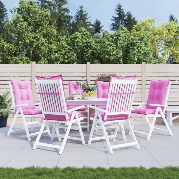 vidaXL Garden Highback Chair Cushions 6 pcs Pink 120x50x7 cm Fabric