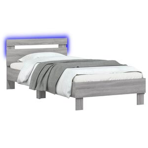 vidaXL Bed Frame with LED Grey Sonoma 80 x 200 cm Engineered Wood
