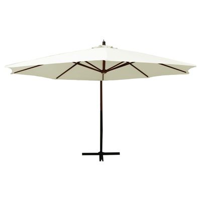 vidaXL Hanging Parasol with Wooden Pole 350 cm Sand White