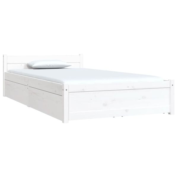 3103484 vidaXL Bed Frame without Mattress with Drawers White 90x200 cm (815030+814985)