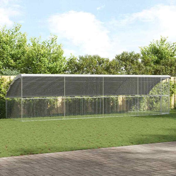 vidaXL Chicken Cage 4 pcs Silver 800 x 200 x 198.5 cm Galvanised Steel