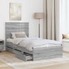 vidaXL Bed Frame with Headboard Grey Sonoma 90 x 190 cm Engineer Wood