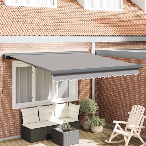 vidaXL Retractable Awning Light Grey 300 x 250 cm Fabric and Metal