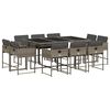 vidaXL 11 Piece Garden Dining Set with Cushions Grey Poly Rattan
