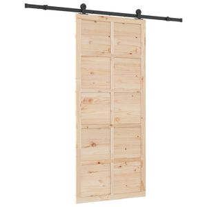 vidaXL Sliding Door Natural 80 x 208 cm Solid Pine Wood