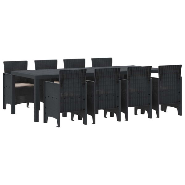 vidaXL Garden Dining Set 9 pcs Anthracite Polt rattan