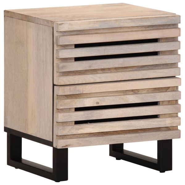 vidaXL Bedside Cabinet 40x34x46 cm Solid Wood Bleached Mango