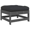 vidaXL Garden Footstool with Cushion Grey Solid Wood Pine