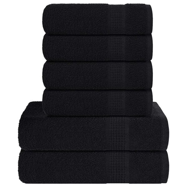 vidaXL 6 Piece Towel Set "FROGN" Black 100% Cotton