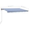 vidaXL Freestanding Manual Retractable Awning 400x300 cm Blue/White