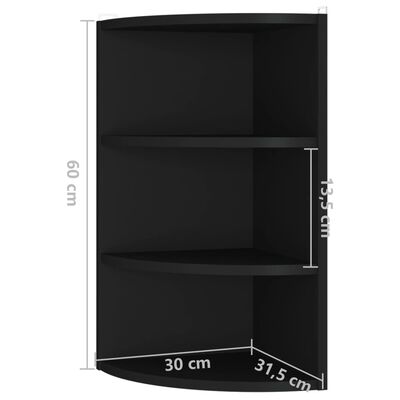vidaXL Wall Corner Shelf Black 30x31.5x60 cm Engineered Wood