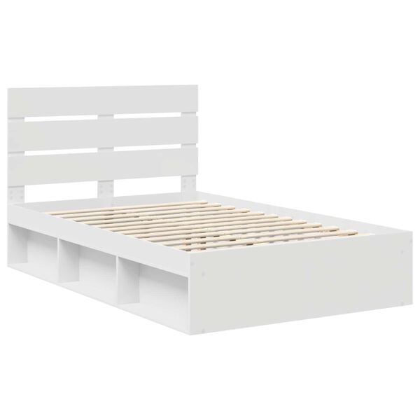 vidaXL Bed Frame with Headboard White 120 x 200 cm Solid Pine Wood