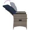 vidaXL Reclining Garden Sofa 2-Seater with Table Grey Poly Rattan