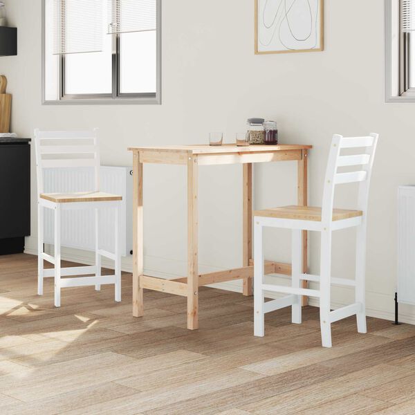 vidaXL Dining Chairs 2 pcs White 40 x 47.5 x 99.5 cm Solid Rubber Wood