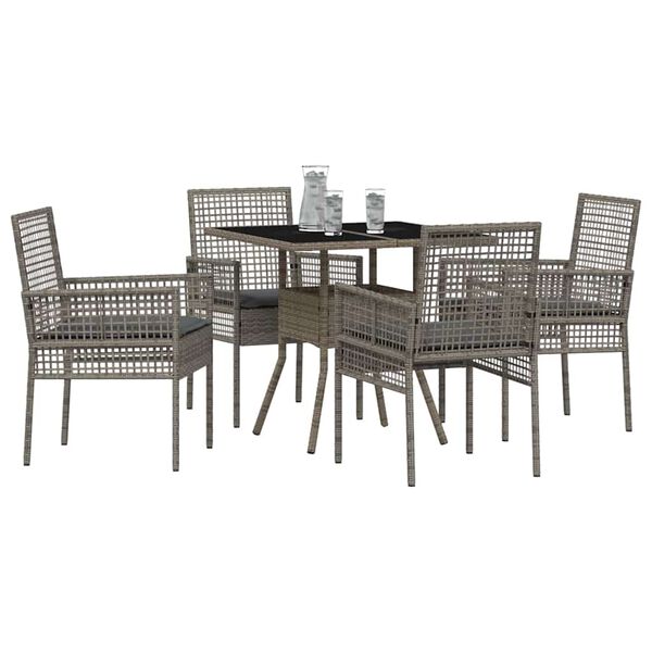 vidaXL Garden Dining Set 5 pcs Grey Poly Rattan