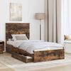 vidaXL Storage Bed with Drawer Smoked Oak 90 x 200 cm Engineered Wood