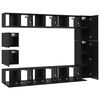 vidaXL TV Cabinet Set Wall-mounted 10 pcs Black Oak Engineered Wood