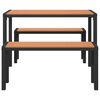 vidaXL Garden Dining Set with Cushion 3 pcs Brown Steel