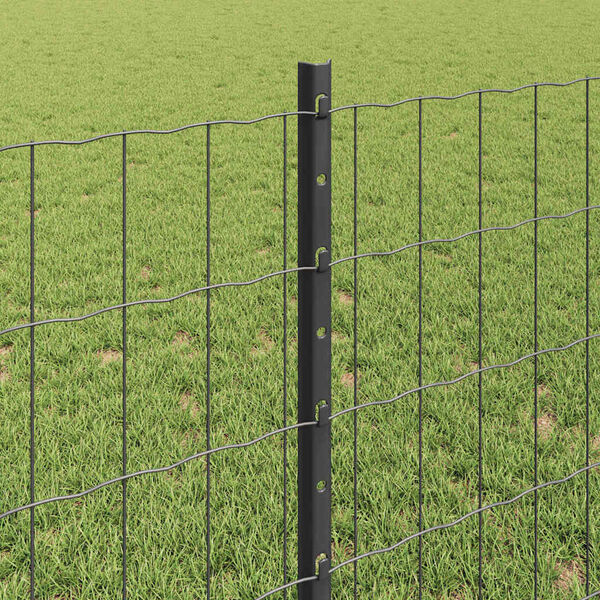 vidaXL Fence with Post Grey 0.8 x 10 m Steel and PVC