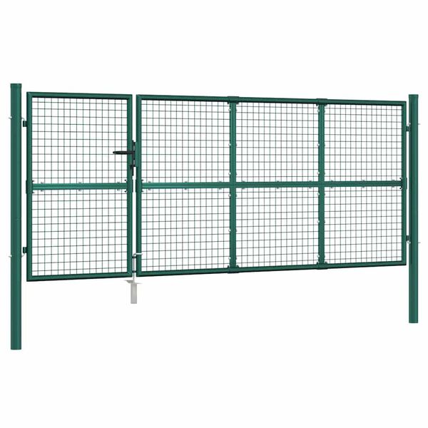 vidaXL Mesh Garden Gate Green 350x125 cm Galvanised Steel