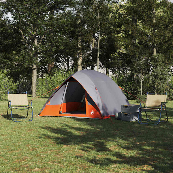 vidaXL Camping Tent Grey and Orange 320 x 275 x 190 cm Taffeta