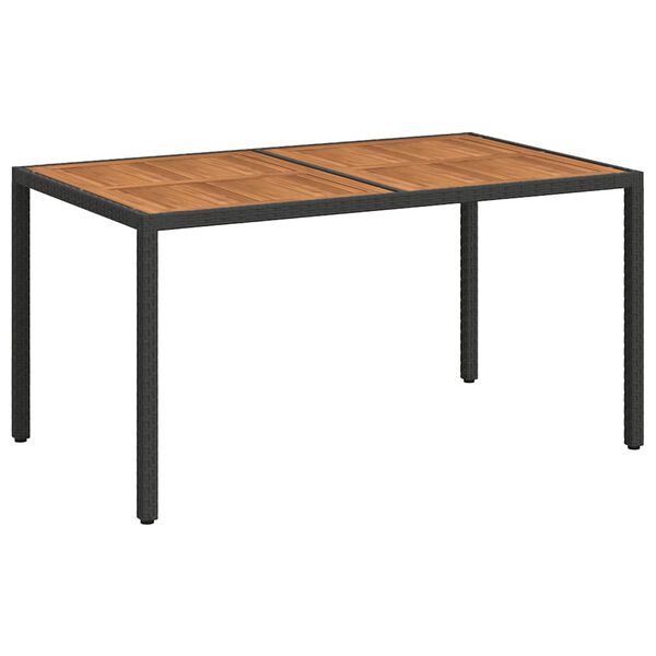 vidaXL Garden Table 150x90x75 cm Poly Rattan and Acacia Wood Black