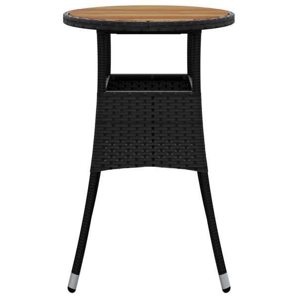 vidaXL Garden Table Ø60x75 cm Acacia Wood and Poly Rattan Black