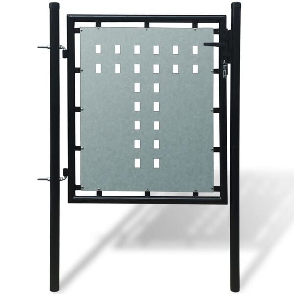 vidaXL Black Single Door Fence Gate 100x75 cm
