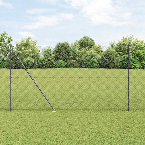 vidaXL Fence Post Grey 10 x 1.6 m (40 x 40 mm mesh) Steel and PVC