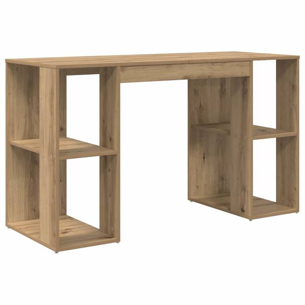 vidaXL Desk with Shelf Artisan Oak 130 x 50.5 x 75 cm Engineered Wood