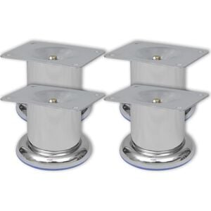 vidaXL Sofa Leg | Set of 4 | Chrome | Iron | Standard | Sofa Legs | Cylindrical