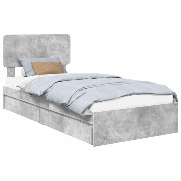 vidaXL Storage Bed Concrete Grey 75 x 190 cm Engineered Wood