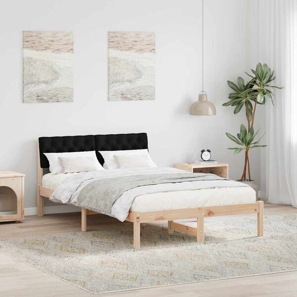 vidaXL Bed frame Brown and black 120 x 190 cm Solid pine wood