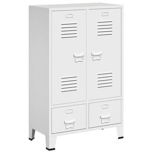 vidaXL Industrial Wardrobe White 67x35x107 cm Steel