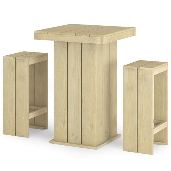 vidaXL 3 Piece Garden Bar Set Impregnated Pinewood