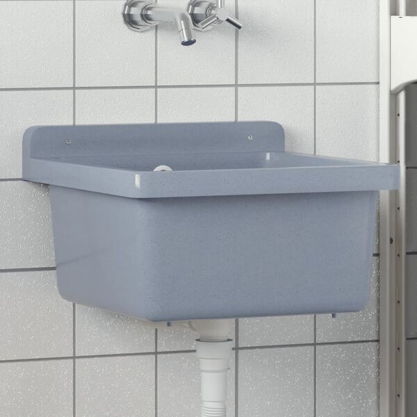 vidaXL Sink Washbasin for Wall Mounting Grey 40x40x24 cm Resin
