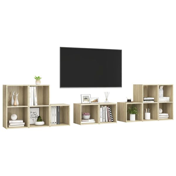 vidaXL 8 Piece TV Cabinet Set Sonoma Oak Engineered Wood
