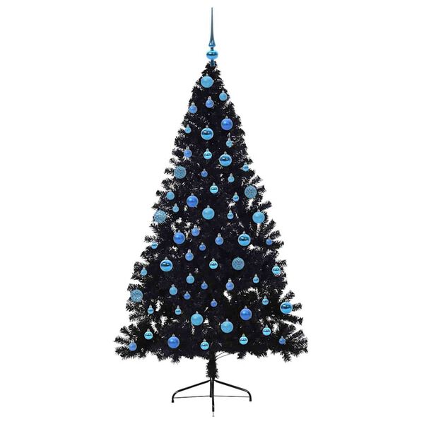 vidaXL Artificial Pre-lit Christmas Tree Black 180 cm PVC