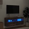 vidaXL TV Wall Cabinet with LED Lights Smoked Oak 100x30x40 cm