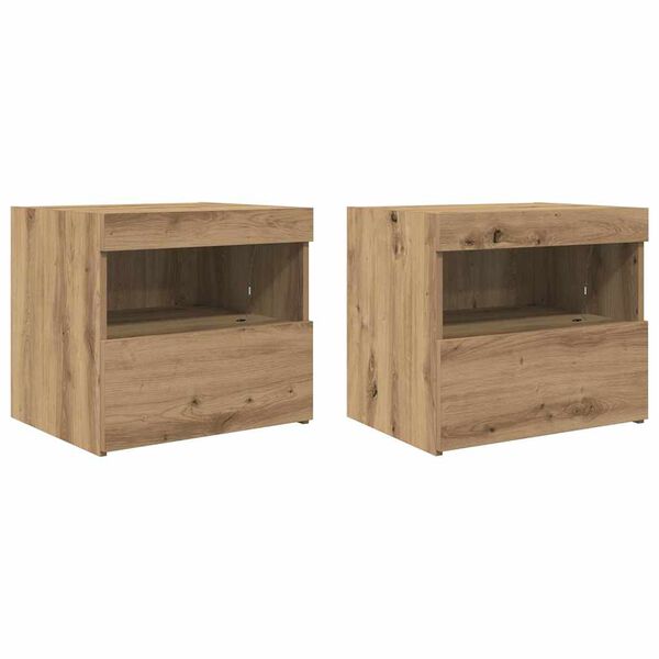 vidaXL Bedside Cabinet with Drawer 2 pcs Artisan Oak 50 x 40 x 45 cm