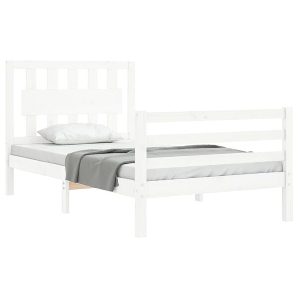vidaXL Bed Frame without Mattress White Small Single Solid Wood